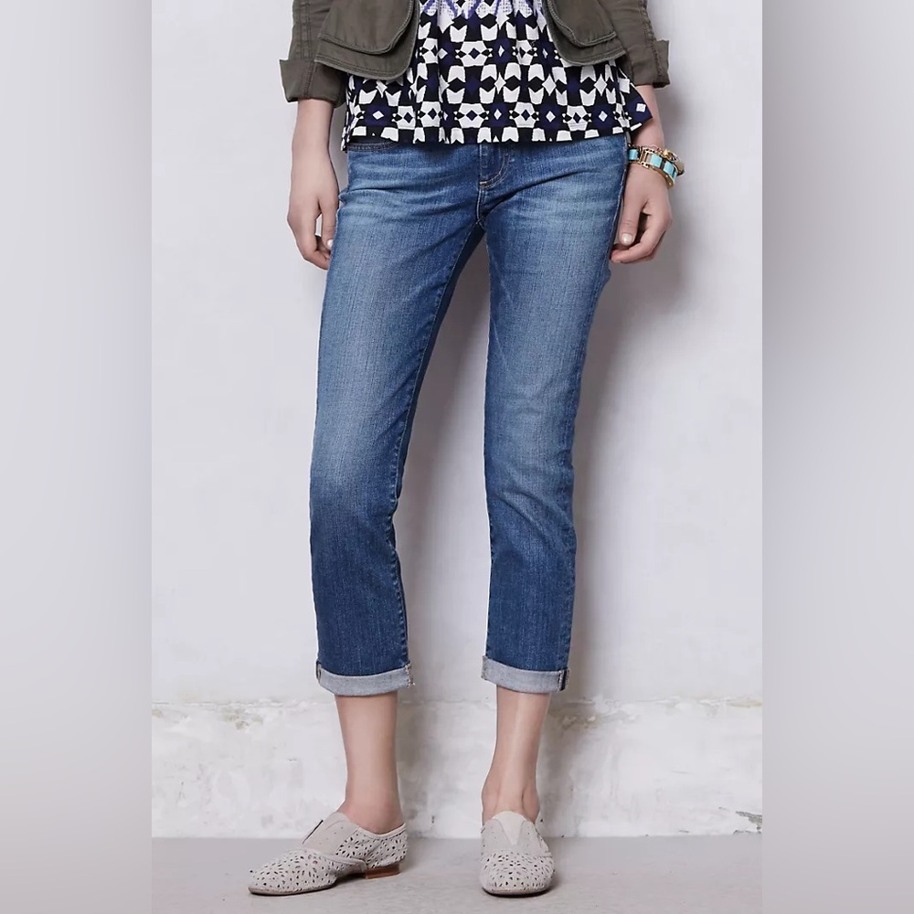 Anthropologie AG Adriano Goldschmied Stevie Roll-Up Slim Straight Jeans size 27